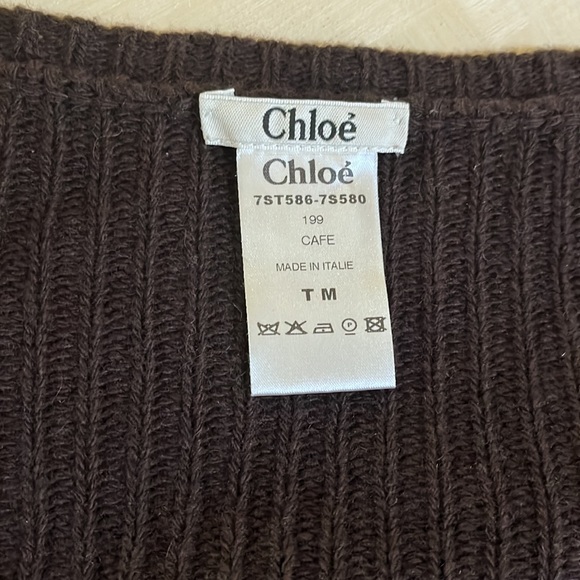 CHLOE size M soft dark brown wool cashmere knit cardigan in excellent condition - Picture 6 of 8